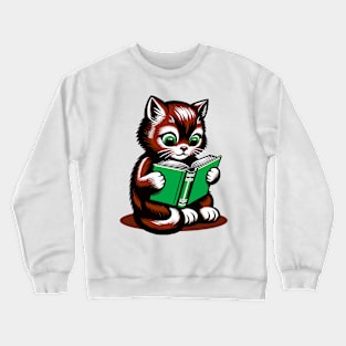 Cute kitty reading book Crewneck Sweatshirt